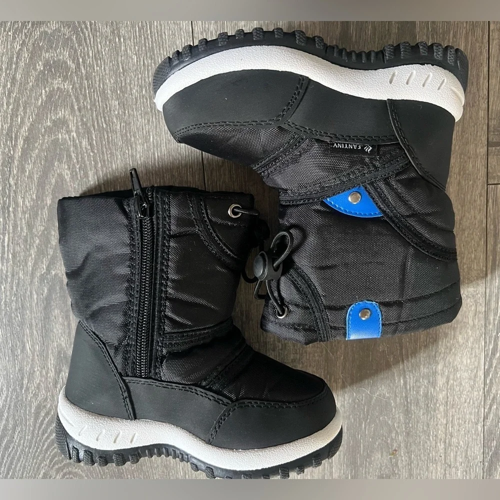 Fantiny Kids’ Black & Blue Outdoor Waterproof Faux Fur Lined Winter Boots 25 / 8